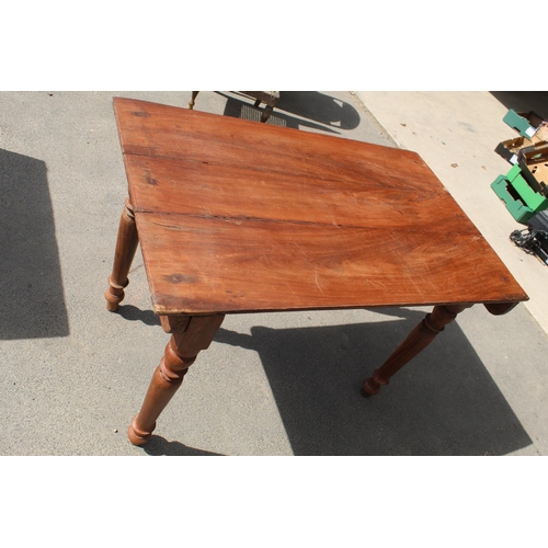 77 - The Amanda Barrie Collection - Campaign style mahogany table, with folding legs and 3 plank top, 108... 