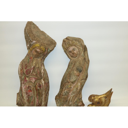 65 - Amanda Barrie collection - Unusual collection of wooden possible fairground painted carvings (5)