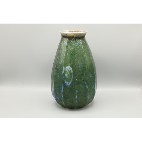 50 - Amanda Barrie collection - Martin Brothers, Martinware green gourd shaped vase, H26.5cm (AF)