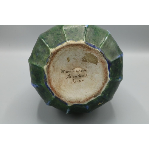 50 - Amanda Barrie collection - Martin Brothers, Martinware green gourd shaped vase, H26.5cm (AF)