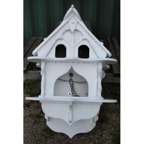 1165 - Well made white painted dovecote complete with hanging chain, approx 120cm x 72cm x 48cm