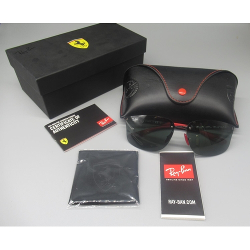 943 - Pair of Ray-Ban Scuderia Ferrari sunglasses, in black case with unopened wipe, leaflets COA and oute... 