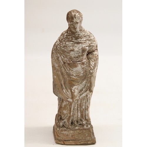 532 - Greco-Roman hollow cast terracotta figure of a woman wearing a Stola, possibly of antiquity, the fig... 