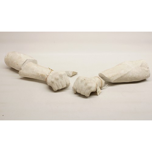 864 - The Lizzie Cundy Collection - Plaster casts of Arnold Schwarzenegger's hands and forearms from the 1... 