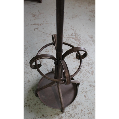 820 - Wrought metal hat, coat and umbrella stand, H195cm