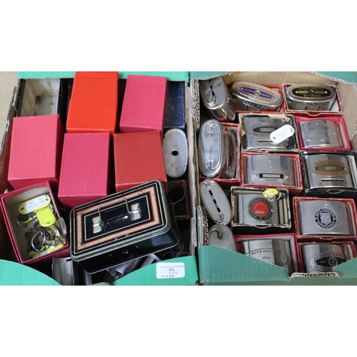 836 - 14 Early C20th Portable and Prudential type money boxes, various coin holders, keys etc (2)