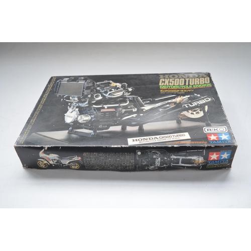 23 - Tamiya 1/6 scale Honda CX500 Turbo motorcycle engine model kit (item no 1627/1900), un started with ... 