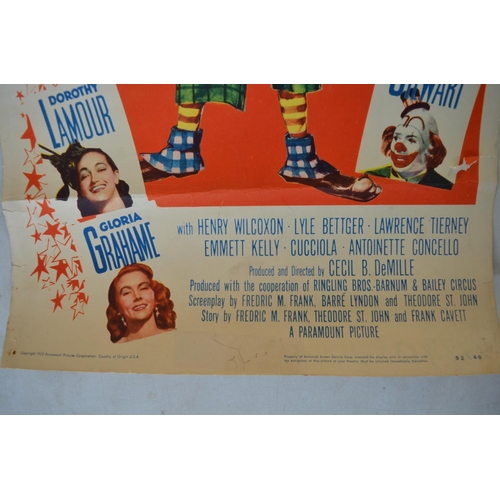 66 - 2x original vertical format US card stock insert poster for the 1952 Cecil B BeMille motion picture ... 