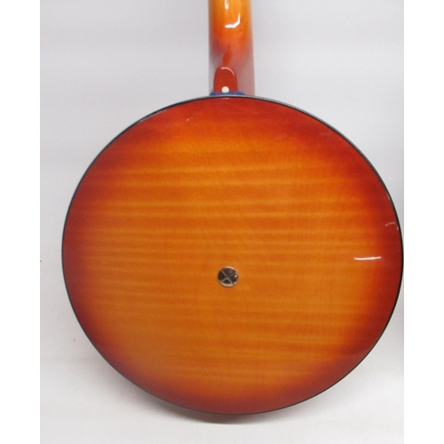 453 - Musima banjo mandolin (banjolin) with closed back, with grey travel bag