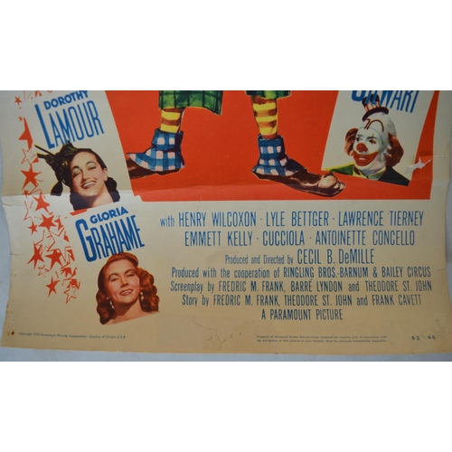 66 - 2x original vertical format US card stock insert poster for the 1952 Cecil B BeMille motion picture ... 