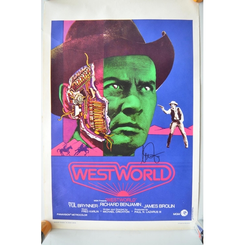 80 - Westworld movie poster signed by Yul Brynner, printed in Belgium, thin paper, very good rolled condi... 