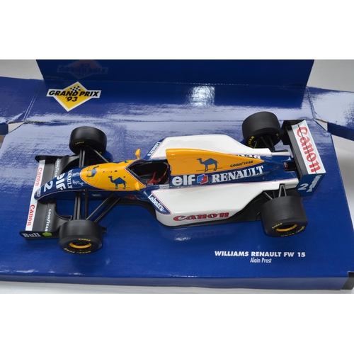 89 - 1/18 scale diecast Williams Renault FW15 F1 race car, Alain Prost 1993. Model in excellent condition... 