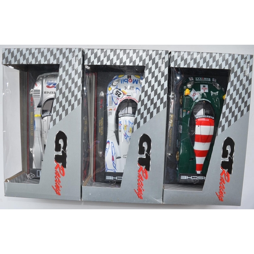 90 - Three 1/18 scale diecast Maisto GT Racing car models to include 2x Porsche 911 GT1's and a Mercedes ... 