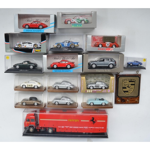 98 - Collection of 1/43 diecast Porsche models from Minichamps, Onyx, Brumm, Vitesse etc, a 1/43 Ferrari ... 