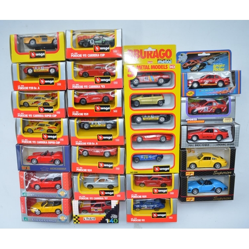 99 - Collection of 1/43 scale diecast car models, mostly Porsche by Maisto, Burago, Cararama etc includin... 