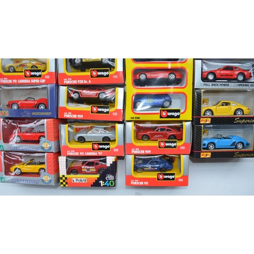 99 - Collection of 1/43 scale diecast car models, mostly Porsche by Maisto, Burago, Cararama etc includin... 