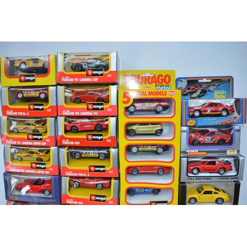 99 - Collection of 1/43 scale diecast car models, mostly Porsche by Maisto, Burago, Cararama etc includin... 