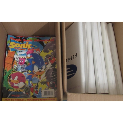 430 - Four boxes cont. Sonic comics, Sonic Specials, 3 albums cont. The Disney Weekly, My Little Pony and ... 