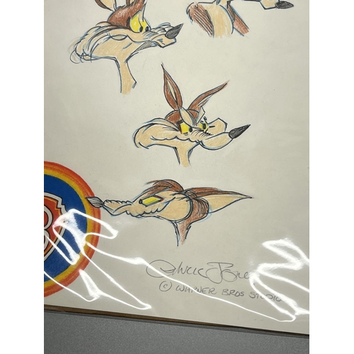 396 - Chuck Jones 'Roadrunner' original sketches, with signature, 23cm x 30cm, with Certificate of Authent... 