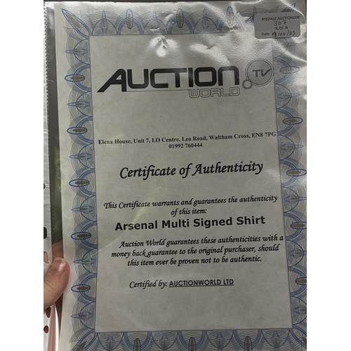 307 - Arsenal multi signed shirt, with Certificate of Authenticity from Auction World Ltd