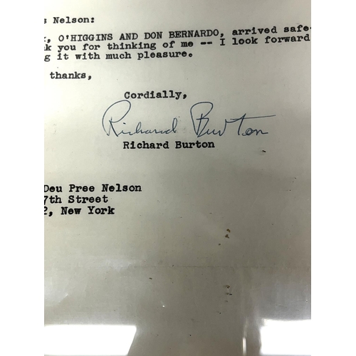 372 - Framed hand signed Richard Burton letter to Miss Edna Deu Pree Nelson ' Dear Miss Nelson Your Book, ... 