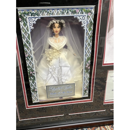 375 - Framed Elizabeth Taylor signed 'Father of the Bride' doll montage, 74cm x 67.5cm, with Certificate o... 