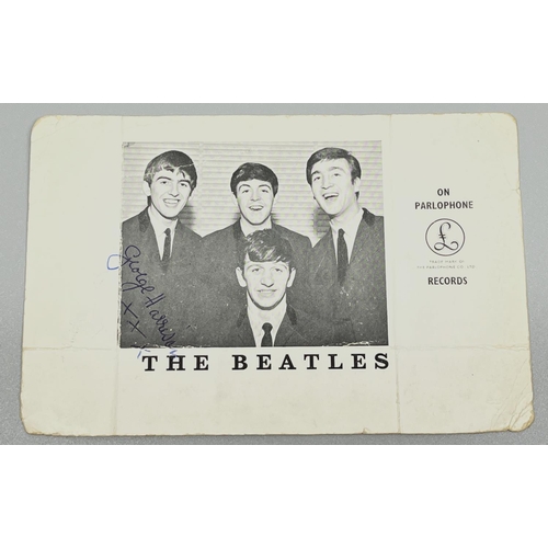 464 - 1963 Parlophone promotional photo card signed by George Harrison,

Provenance: sent to owner after r... 