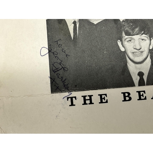 465 - 1963 Parlophone promotional photo card signed by George Harrison,

Provenance: sent to owner after r... 