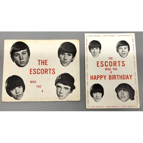 471 - The Escorts - Two Birthday cards signed by all 4 members of the band, from 25th June 1964 & 65