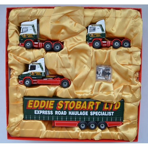 129 - Boxed Corgi 1/50 scale diecast Scania @ Stobart 3 truck set CC99155, limited edition (3038/3500) wit... 