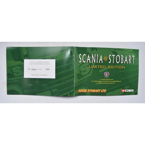 129 - Boxed Corgi 1/50 scale diecast Scania @ Stobart 3 truck set CC99155, limited edition (3038/3500) wit... 