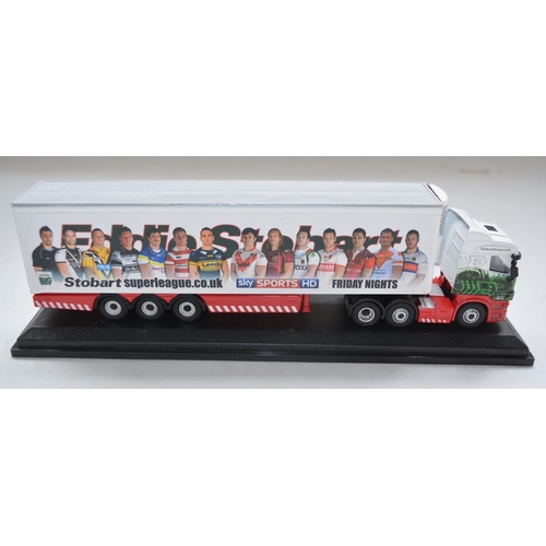 138 - Seven 1/76 scale diecast truck and trailer models from Oxford Diecast, all Eddie Stobart Rugby Super... 