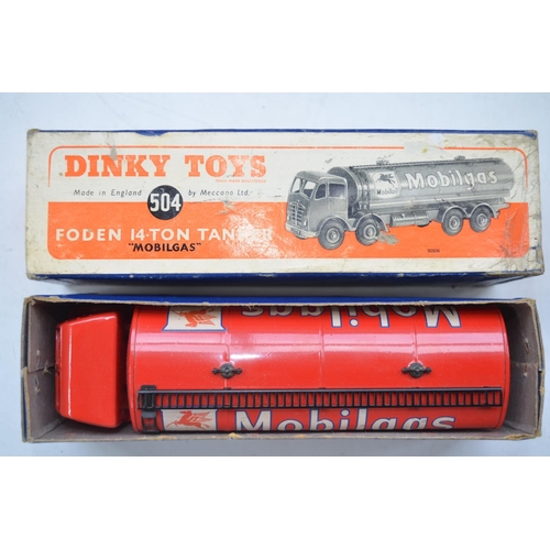 142 - Vintage Dinky Foden Mobilgas 14-ton Tanker with original box (item no 504). Model in excellent condi... 