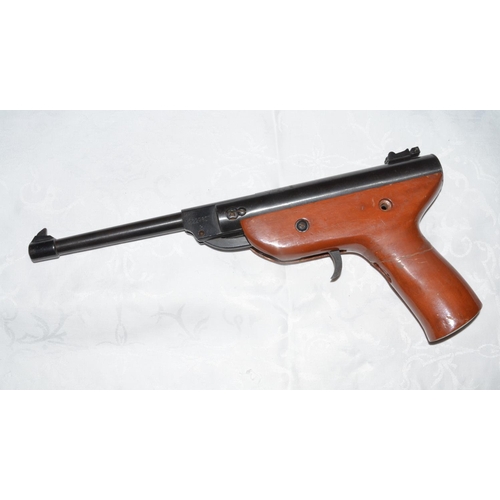 729 - Westlake .177 break barrel air pistol in full working order. Grip cracked and repaired, metalwork in... 