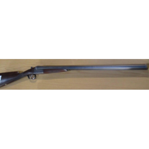 789 - AYA side by side shotgun, with double trigger action, ejector, floral and leaf engraving to lock wit... 