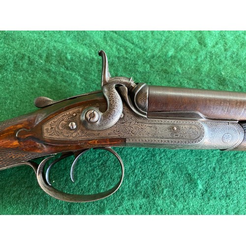 803 - John Manton & Son 14 bore converted from percussion shotgun from circa 1845. It was converted to cen... 