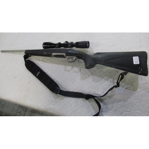 824 - Browning Arms Co. .22 cal (REM) bolt action rifle with magazine, with Butler Creek sling and Nikko 3... 