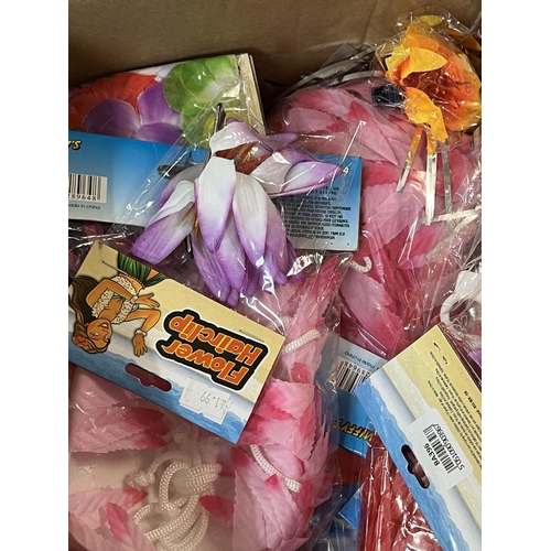 463 - Fancy dress costume accessories including pom poms, leg warmers, Hawaiian flower sets, etc. (1 box)