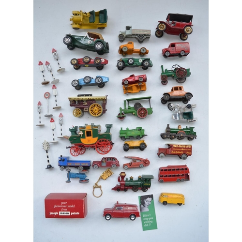 189 - Collection of small diecast metal farm wagons and accessories from Moko Toy Farmette and Benbros Mig... 