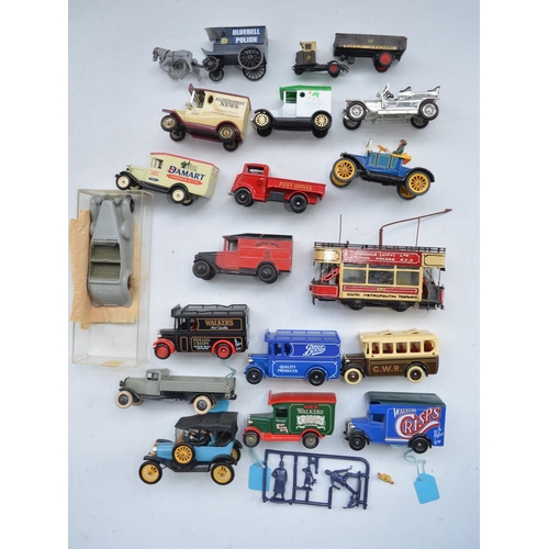 189 - Collection of small diecast metal farm wagons and accessories from Moko Toy Farmette and Benbros Mig... 