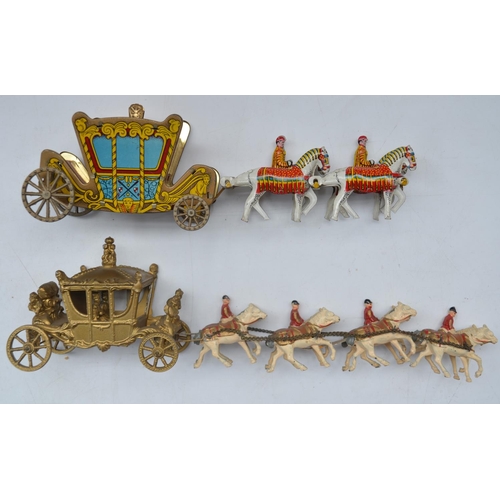 190 - Collection of Royal Coach models to include cast Johillco and another vintage tinplate coach stamped... 