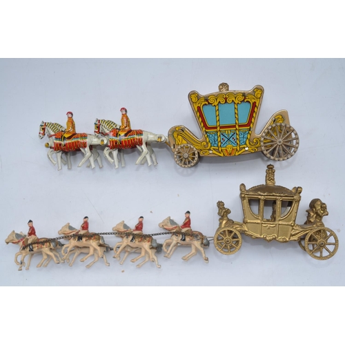 190 - Collection of Royal Coach models to include cast Johillco and another vintage tinplate coach stamped... 