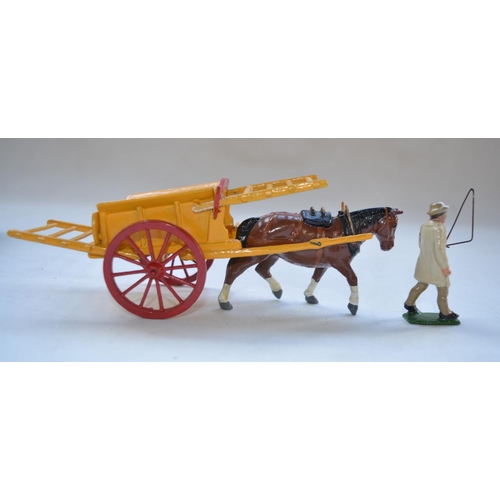 196 - W Britain's Home Farm Series No.4F Tumbrel hay wagon with hay ladders and carter, complete with orig... 