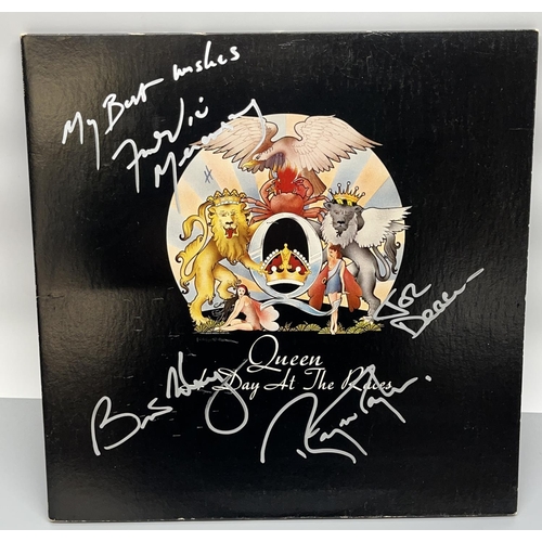 515 - Queen 'Day at the Races' LP, with Freddie Mercury, Brian May, John Deacon & Roger Taylor signatures,... 