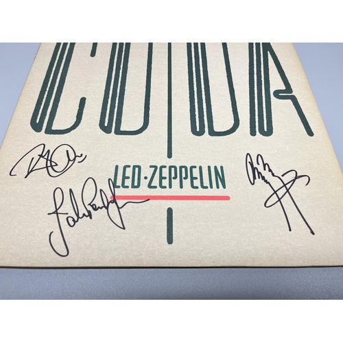 542 - Led Zeppelin 'Coda' LP, with Robert Plant, Jimmy Page & John Paul Jones signatures, with Certificate... 