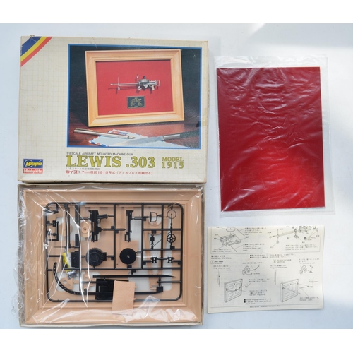 214 - Three unstarted 1/8 scale Hasegawa Museum Quality model kits to include Model 1915 Lewis .303 Aircra... 