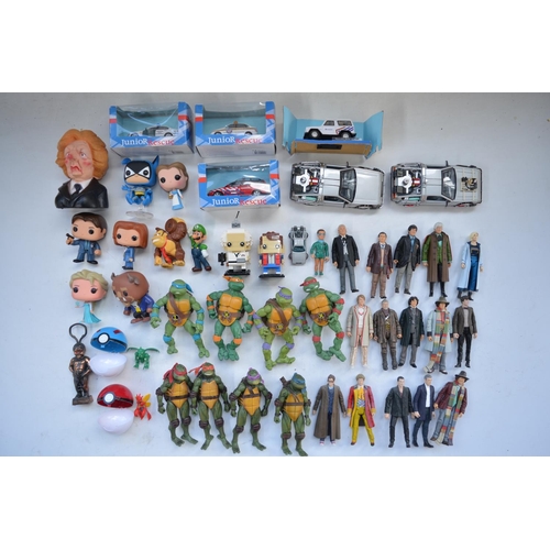 240 - Collection of unboxed action figure toys and other TV related toys to include 2x Welly Back To The F... 