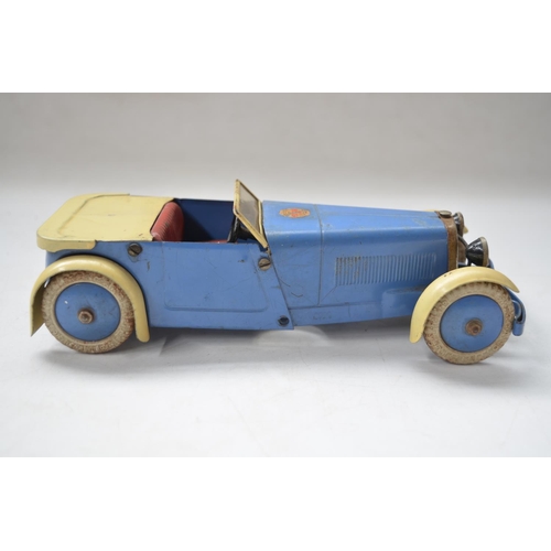 253 - Vintage Meccano No1 Constructor car, blue and cream in working order, no key, rare example.