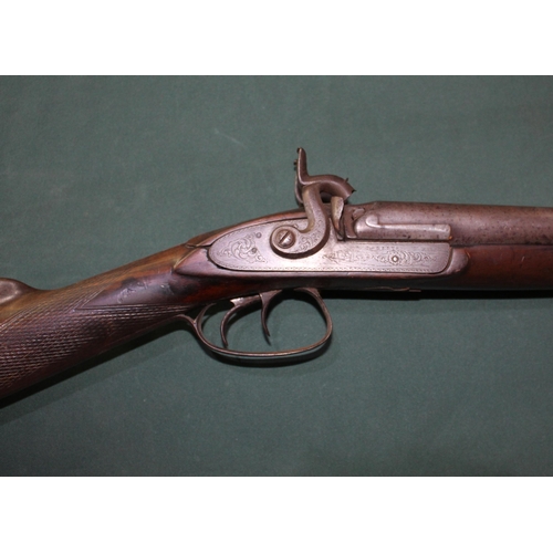 813 - 12B W Roberts muzzle loading side by side shotgun with 30