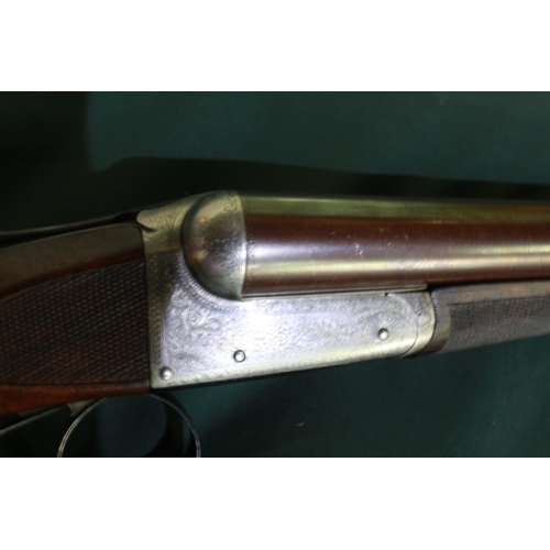 781 - 12B Wood, side by side ejector shotgun with 30